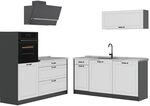 Vicco K&uuml;chenzeile R-Line, Wei&szlig; Landhaus/Anthrazit 160 cm | 6 Module &middot;