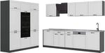 Vicco K&uuml;chenzeile R-Line, Wei&szlig; Landhaus/Anthrazit 180 cm | 12 Module &middot;