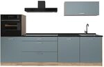 Vicco K&uuml;chenzeile R-Line, Blau-Grau/Goldkraft Eiche 280 cm | 5 Module &middot;