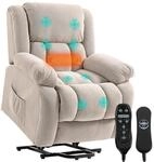 HOMCOM Fernsehsessel mit Aufstehhilfe Elektrisch, Relaxsessel, Beige | Liege- &