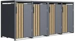Home Deluxe M&uuml;lltonnenbox Kanto - 4X 240L I Metall in Holzoptik, Anthrazit,