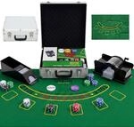 SPORTNOW Pokerkoffer Abschlie&szlig;bar Pokerset 500 Chips Karten 5 W&uuml;rfel | Dealer