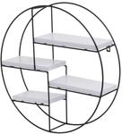 Berlinlodge Wandregal rund HxBxT 45x45x11cm 4 Regalb&ouml;den Metall Massiv-Holz