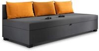 Sofnet - Schlafsofa Misti III mit Kissen (Graphit + Orange, Lux 06 + 09) 