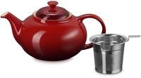 Le Creuset Steingut-Teekanne mit Edelstahl-Teesieb, 1,3 l, Cerise