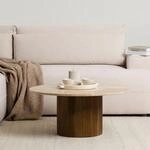 IDIMEX Couchtisch NARMADA aus Travertin und massivem Mangoholz, Braun - rund 80...