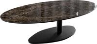 DELIFE Wohnzimmertisch Edge Oval 140x80 cm | Keramik Emperador Extra Lucidato