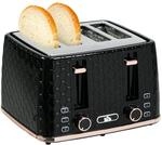 HOMCOM Toaster 4 Scheiben 7 Br&auml;unungsstufen Auftaufunktion 1860W Schwarz 
