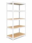Relaxdays Schwerlastregal, HxBxT: 200x90x60 cm, 875 kg, wei&szlig;/braun | 5 Ebenen,