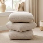 Duhome Sitzhocker aus Boucl&eacute; Stoff, Haferfarbe | Ottoman 360&deg; Drehbar...