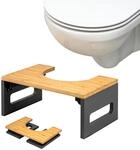 eluno Toilettenhocker, Fu&szlig;bank aus Bambus mit Anti-Rutsch-Pads, platzsparend