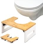 eluno Toilettenhocker, Fu&szlig;bank aus Bambus mit Anti-Rutsch-Pads, platzsparend