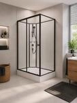 Schulte Komplettdusche Ibiza 120x80 cm, Mattschwarz | Fertigdusche mit wei&szlig;er