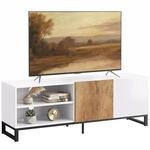 HOMCOM TV-Schrank f&uuml;r Fernseher bis 55 Zoll, Modernes TV-Lowboard, Wei&szlig; 
