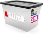 BigDean 4x 30 L Aufbewahrungsbox mit Deckel gro&szlig; Plastikbox mit Deckel |...