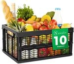 Novaliv Klappboxen faltbar stabil 10x 30L Schwarz Schwarz baskets Einkaufskiste