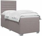 vidaXL Boxspringbett mit Matratze mit Kopfteil Taupe 90 x 200 cm Stoff