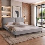 Polsterbett SOMBRA 160x200, Grau (Wind 82), mit Matratze Mediro Ergo+ |...