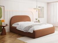 WFL GROUP Polsterbett 200x200 cm in Orange Chenille mit Bettkasten &