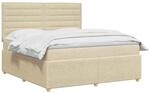vidaXL LED Boxspringbett mit Matratze Creme 180 x 200 cm Stoff |...