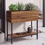Mendler Hochbeet HWC-P84 Ablage FSC&reg; 79x80x31cm - braun | Pflanzbeet,