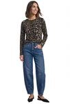 Damen Langarm Shirt mit Rundhals und Leo-Muster