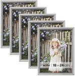 WOLTU Bilderrahmen 18x24, 5er set, Massivholz Fotorahmen mit Passepartout |...