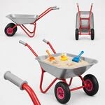 Relaxdays Schubkarre Kinder, rutschfeste Griffe, silber | Metall, Kunststoff, 43 x 74