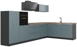 Vicco Eckk&uuml;che R-Line, Blau-Grau/Anthrazit 347 x cm | 8 Module &middot;...