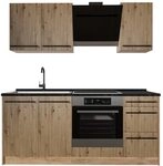 Vicco Singlek&uuml;che R-Line, Artisan-Eiche/Goldkraft Eiche 180 cm | 5 Module &middot;