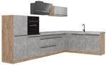 Vicco Eckk&uuml;che R-Line, Beton/Goldkraft Eiche 347 x cm | 8 Module &middot;