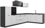 Vicco Eckk&uuml;che R-Line, Wei&szlig; Landhaus/Anthrazit 347 x cm | 8 Module &middot;