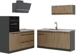 Vicco K&uuml;chenzeile R-Line, Artisan-Eiche/Anthrazit 160 cm | 6 Module &middot;