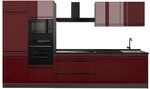 Vicco K&uuml;chenzeile R-Line, Rot Hochglanz/Anthrazit 340 cm | 7 Module &middot;