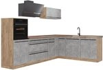 Vicco Eckk&uuml;che R-Line, Beton/Goldkraft Eiche 287 x cm | 12 Module &middot;