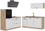 Vicco K&uuml;chenzeile R-Line, Wei&szlig; Landhaus/Goldkraft Eiche 160 cm | 6 Module &middot;