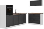 Vicco K&uuml;chenzeile R-Line, Anthrazit Landhaus/Wei&szlig; 220 cm | 6 Module &middot;