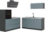 Vicco K&uuml;chenzeile R-Line, Blau-Grau/Anthrazit 160 cm | 6 Module &middot;