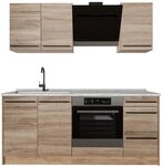 Vicco Singlek&uuml;che R-Line, Sonoma/Goldkraft Eiche 180 cm | 5 Module &middot;