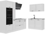 Vicco Eckk&uuml;che R-Line, Wei&szlig; Landhaus/Wei&szlig; 230 x 120 cm | 8 Module &middot;