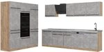 Vicco K&uuml;chenzeile R-Line, Beton/Goldkraft Eiche 180 cm | 12 Module &middot;