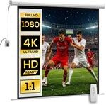 HOMCOM Beamer Leinwand Elektrisch 152 x 152 cm 85 Zoll HD 4K mit Motor | 1:1