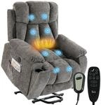 HOMCOM Relaxsessel Fernsehsessel mit Aufstehhilfe, Massage & W&auml;rme |...