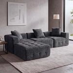 Mendler Sofa HWC-R33, Stoff/Textil (340g/m&sup2;) 270cm - dunkelgrau | 3-Sitzer,...
