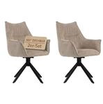 MR. DEKO Esszimmerst&uuml;hle 2er-Set Ginosa Stuhl drehbar Dining Chair beige 