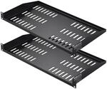 VEVOR 2er-Set 1U Fachboden f&uuml;r Netzwerkschrank, 254 mm Tiefe, 22,68 kg