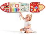 VEVOR Montessori Busy Board 13-in-1 Sensorisches Wandmotorikbrett Rakete 