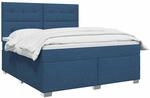 vidaXL Boxspringbett mit Matratze mit Kopfteil Blau 180 x 200 cm Stoff