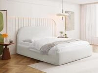 WFL GROUP Polsterbett 180x200 cm in Wei&szlig; Chenille mit Bettkasten &...