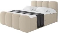 ALTDECOR Boxbett mit H3-Matratze Fu&szlig;teil NINA-Z - 180x200 - Dunkelbeige 